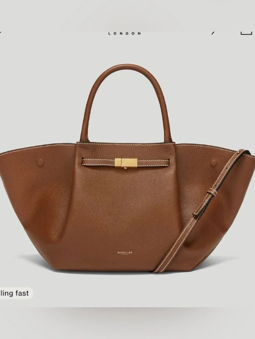 DeMellier London Cognac Leather Wing Satchel Midi Tote